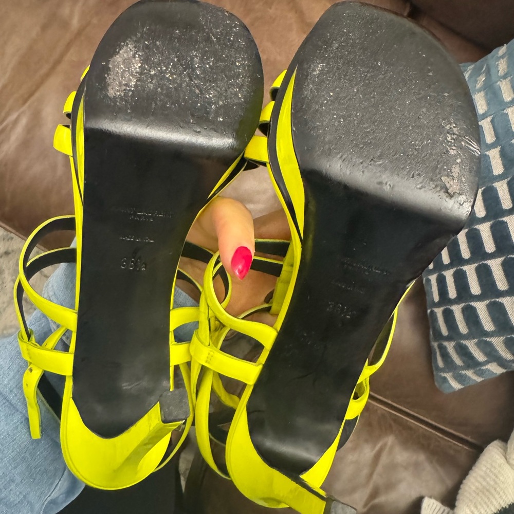 Saint Laurent Neon Yellow Strappy Sandals - Picture 5 of 5